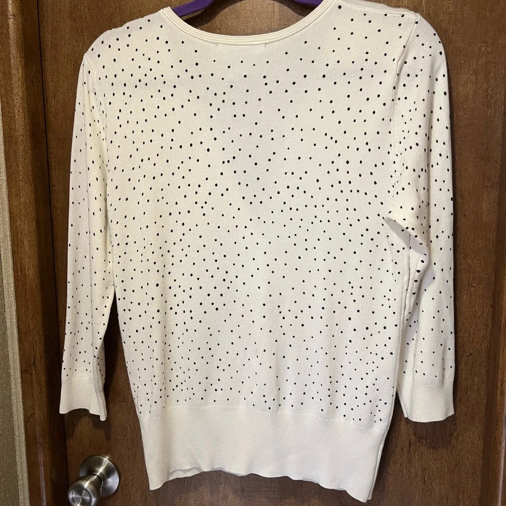 Women's White with Black Polka Dots Cardigan‎